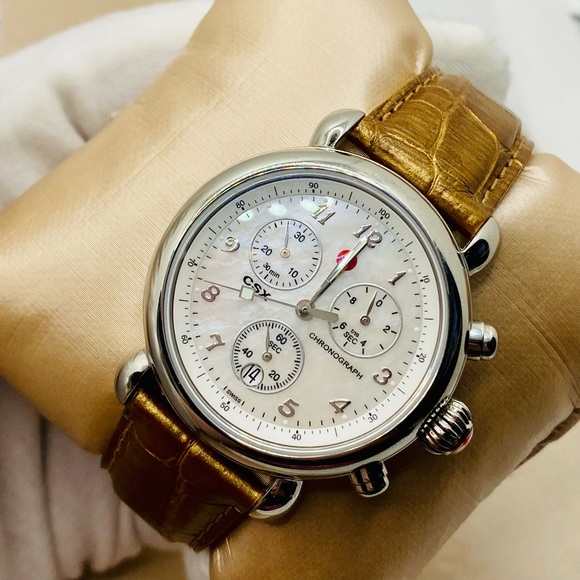 EUC Michele CSX 36mm Stainless Steel Chronograph Watch w/ Alligator Strap - Picture 1 of 16